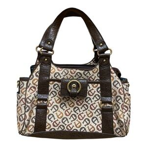 Etienne Aigner Womens Vintage Monogram Brown Shoulder Purse
